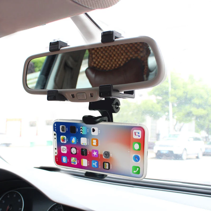 fimilef car rearview mirror phone holder adjustable phone stand black smartphone car holder for phone mobile phone accessories free global shipping