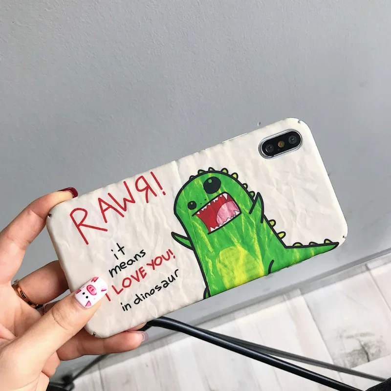 Cartoon cute fun little dinosaur phone case for iPhone11 X XS XR XSMax 8 7 6 6S PluS hard shell drop protection cover |