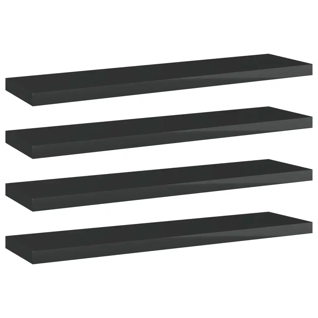

Bookshelf Boards 4 pcs High Gloss Black 15.7"x3.9"x0.6" Chipboard