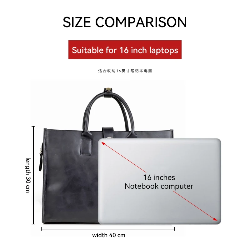 Men's Briefcase Handmade Genuine Leather 16'' Laptop Doctor Document Lawyer Bag Cowhide Messenger Shoulder Briefcase Women Bag