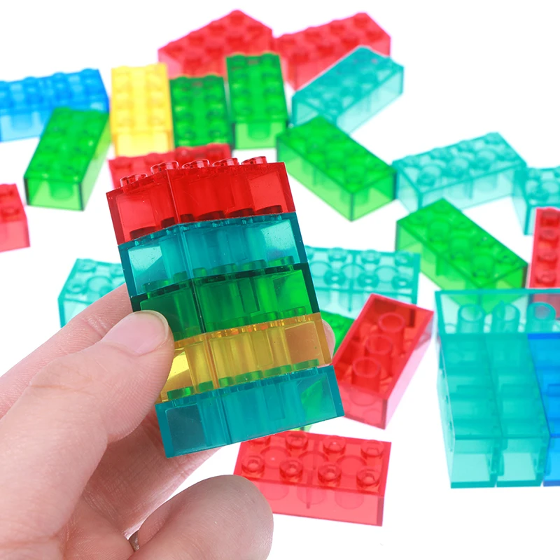 

100 строительный блок г/пакет, красочные прозрачные кирпичи, образовательная игрушка, многоцветный подарок 2*4 см