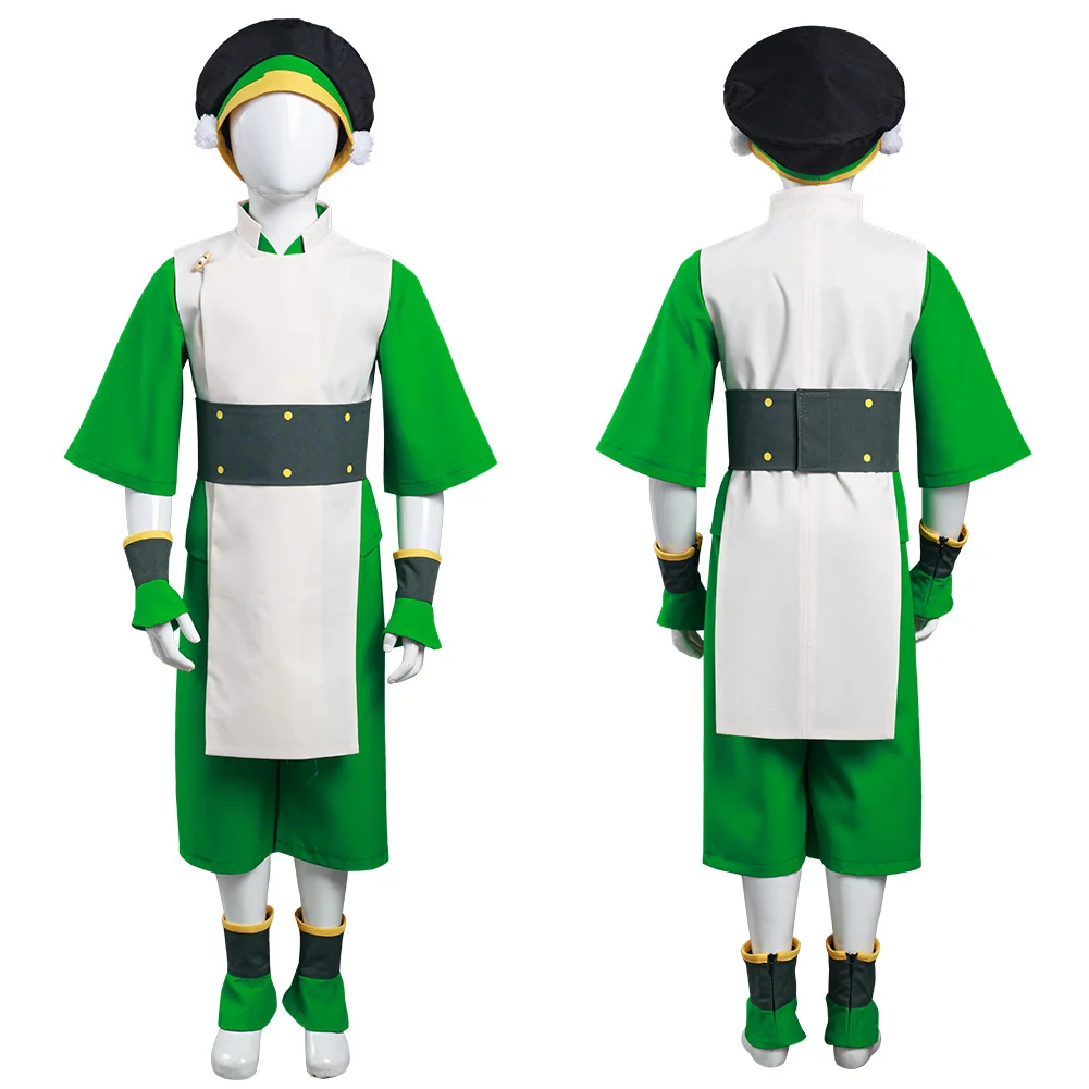 Avatar: The Last airdoblador Toph bengfang, disfraz de Cosplay para niños, sombrero de uniforme para niños, conjunto completo, traje de Carnaval de Halloween