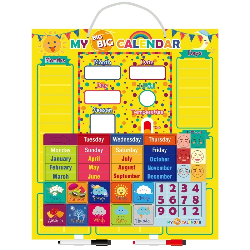 

Baby Early Education Weather Calendar Magnetic Board Learning Enlightenment Educational Children's Toys