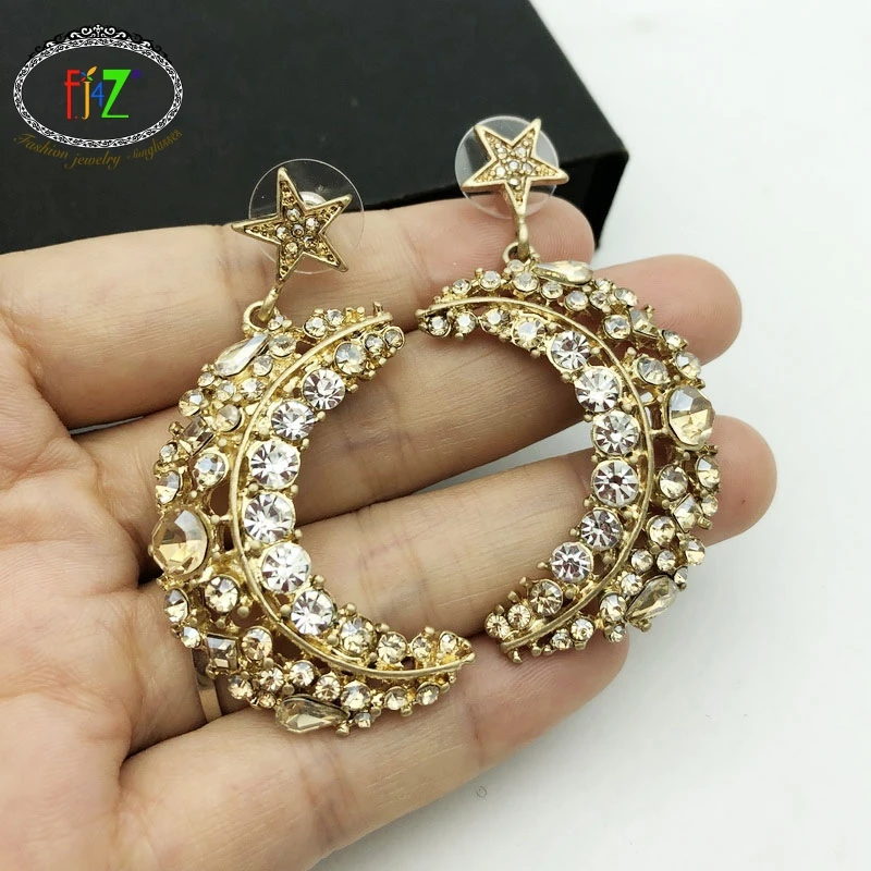 F.J4Z новые женские серьги модные роскошные хрустальные с подвеской в виде звезд