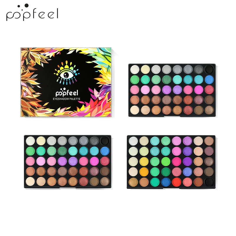 

POPFEEL 120 Color Eye shadow Pallete+7 Pcs Brush Waterproof Lasting Eyeshadow Powder Smoky Makeup Pigment Natural Makeup Set