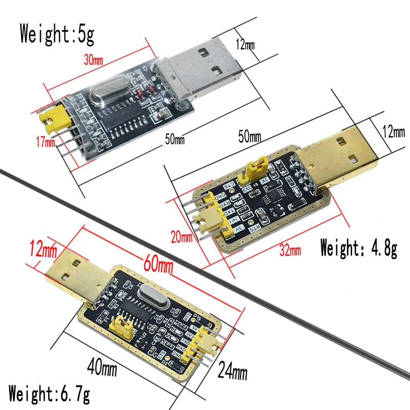 Плата микроконтроллера CH340 с USB на TTL CH340G небольшая пластина для щетки проводом