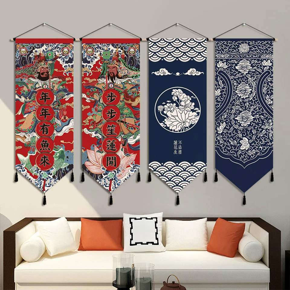 

Triangle Hanging Flag Cloth Art Hanging Painting Restaurant Study Tapestry Ethnic Style Background Wall Decoration Painting