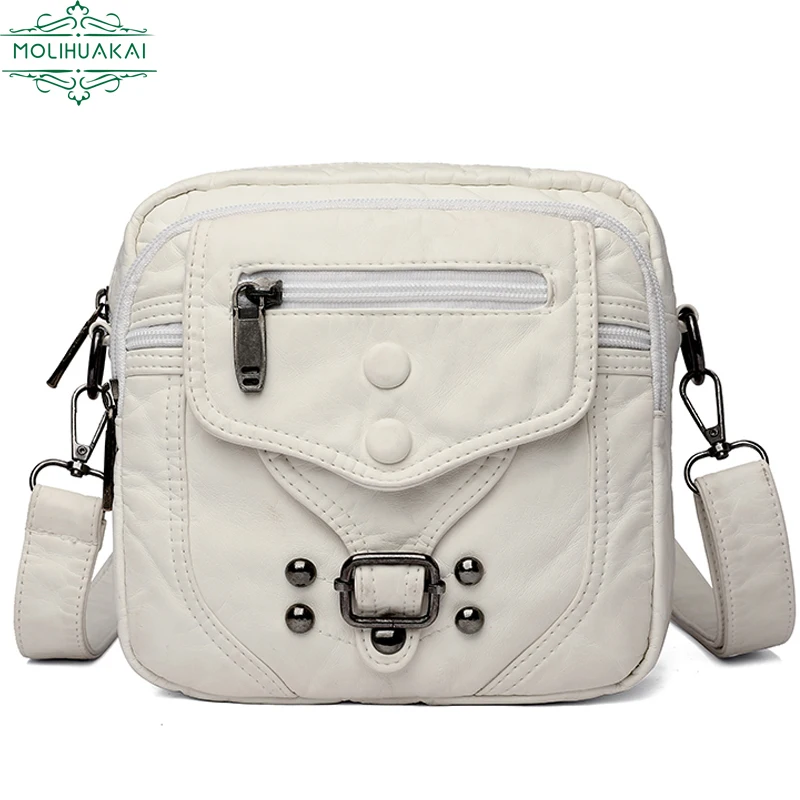 

High Quality Leather Shoulder Handbag Elegant Girl Crossbody Small Mobile Phone Sac Ladies Casual Water Wash Bags Bolsa Feminina