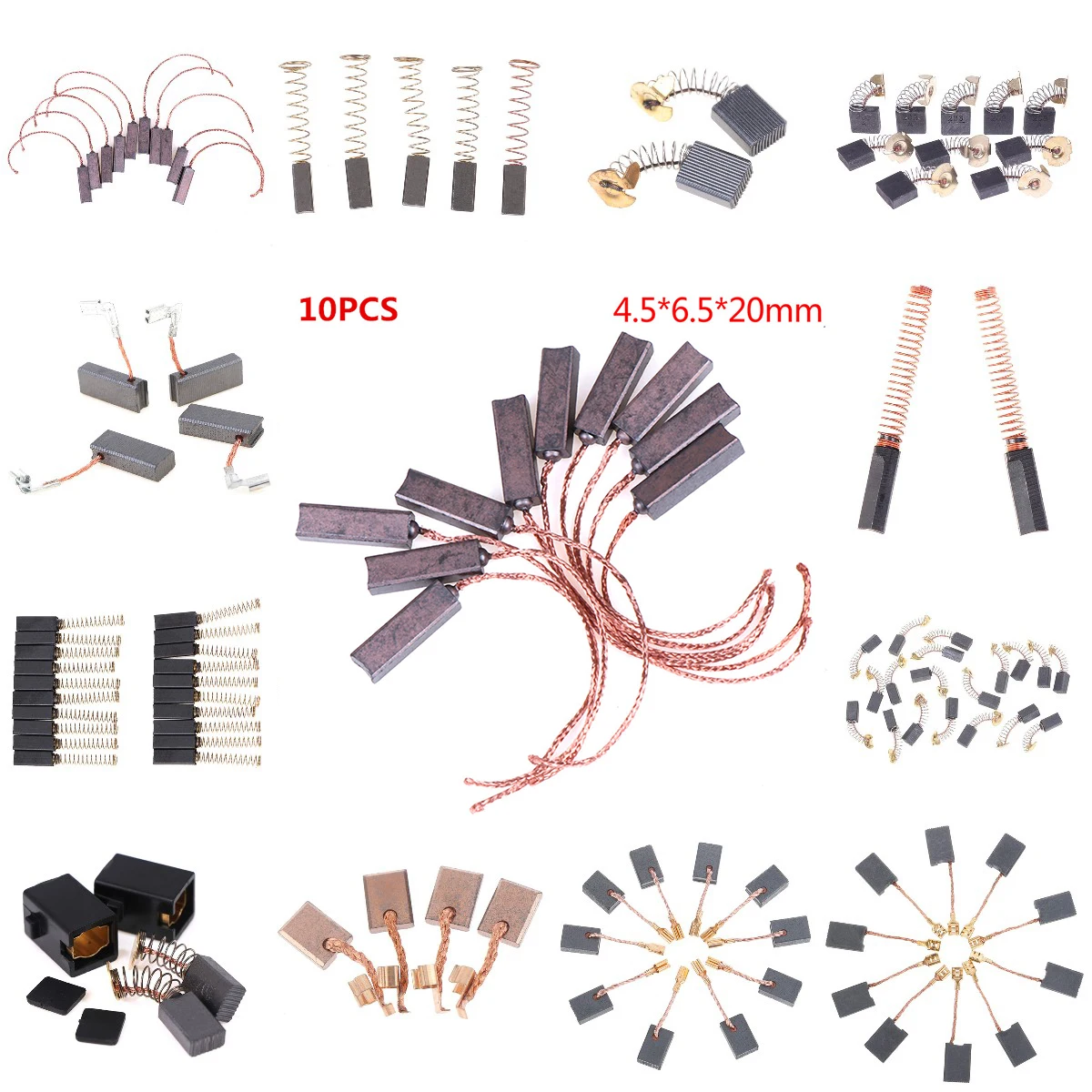 

20/10/4/5/1Pcs Multi Graphite Copper Motor Carbon Brushes Set Tight Copper Wire for Electric Hammer/Drill Angle Grindern