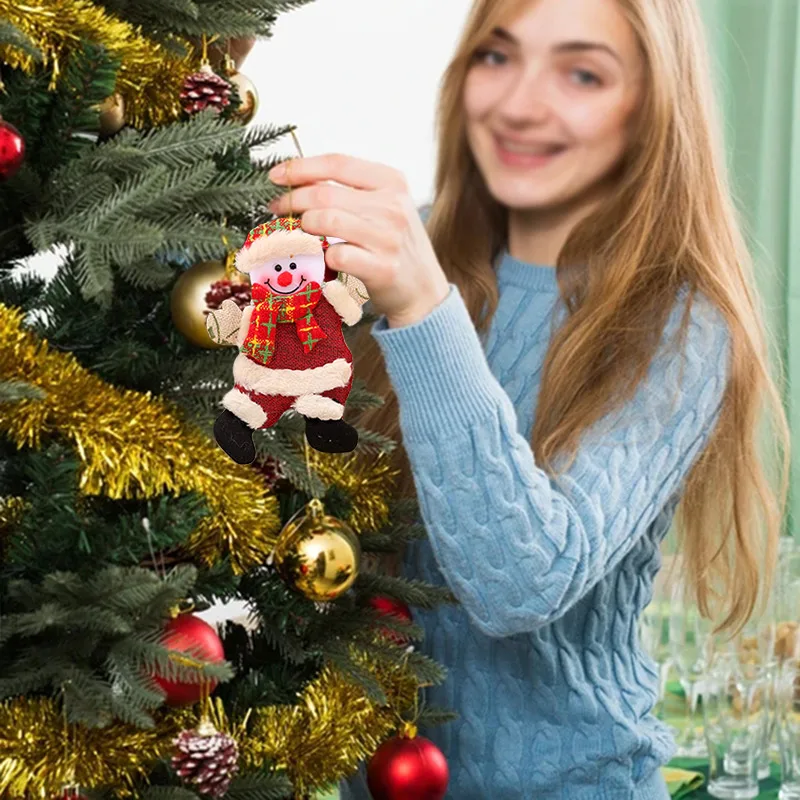 

Plush Christmas Ornaments Santa/snowman/elk/bear Christmas Tree Hanging Ornaments for Home Noel NatalDecorations Car Pendants