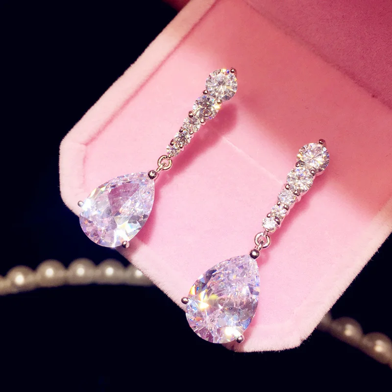 Женские длинные серьги с кристаллами серебро 925 пробы|Серьги-гвоздики| |