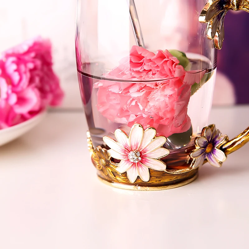 Творческий эмалированную кружку дома Кофе с украшением в виде кристаллов Стекло