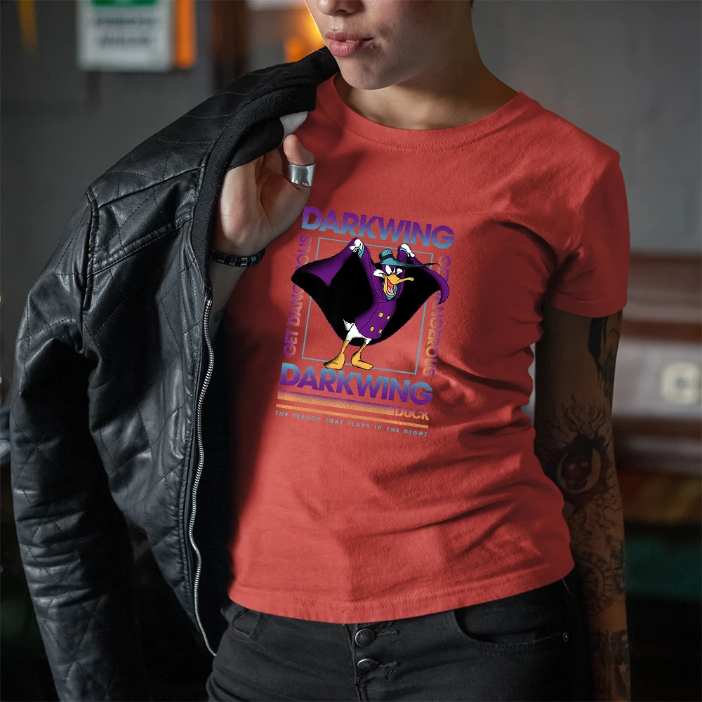 Darkwing Duck Мультяшный принт Disney Летние новые женские футболки Модные уличные