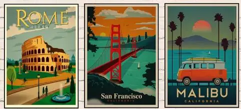 Шелковый постер для украшения стен и путешествий с принтом Лондона Рима