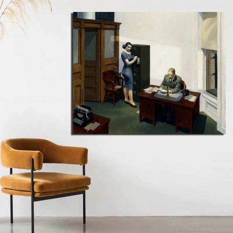 Эдвард Хоппер офис ночью настенное искусство холст живопись плакаты принты
