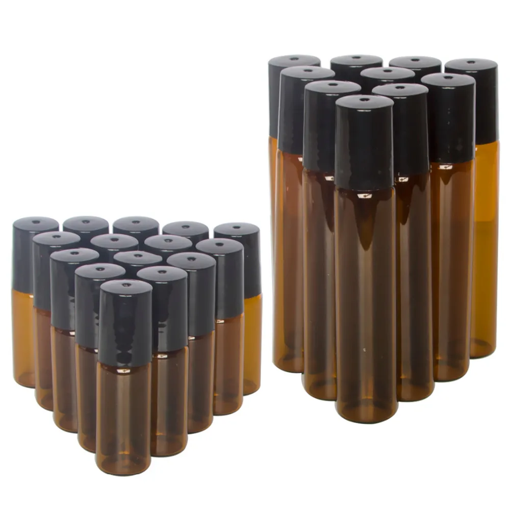 5/10 мл Портативный Янтарный стеклянный бутылка с роликом бутылки со съемными