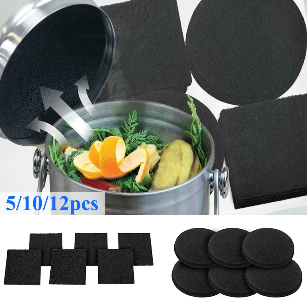 

5/10/12PCS Activated Carbon Filter Pad Sponge Impregnated Sheet Kitchen Tool Environmentally Friendly Charcoal Sponge Filter Pad