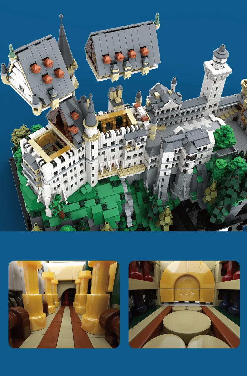 

MOC City Streetview Architecture Germany Neuschwanstein Castle Swan Stone Castle Set Building Blocks Bricks Model Christmas Toys
