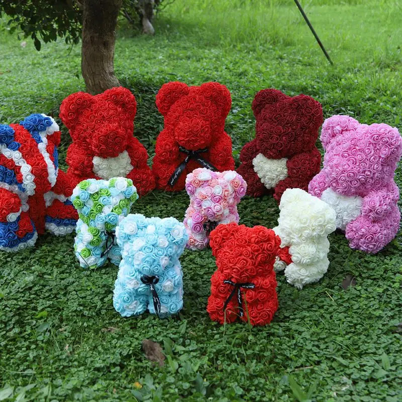 

25cm Teddy Rose Bear Rose Bear Artificial Flowers Roses Valentine's Day For Girlfriend Women Wife Mother's Day Gift Dropshipping