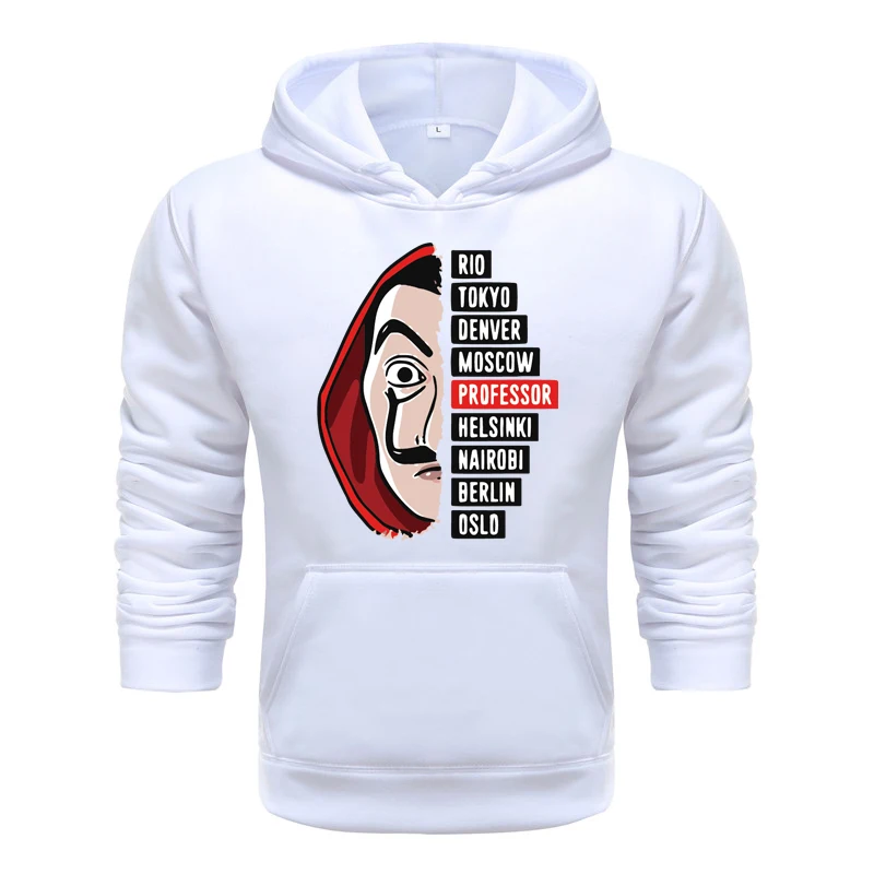 

2020La casa de papel das mulheres dos homens unissex moletons sweatshirts tv mostrar dinheiro roubo novidade casa papel hoodie