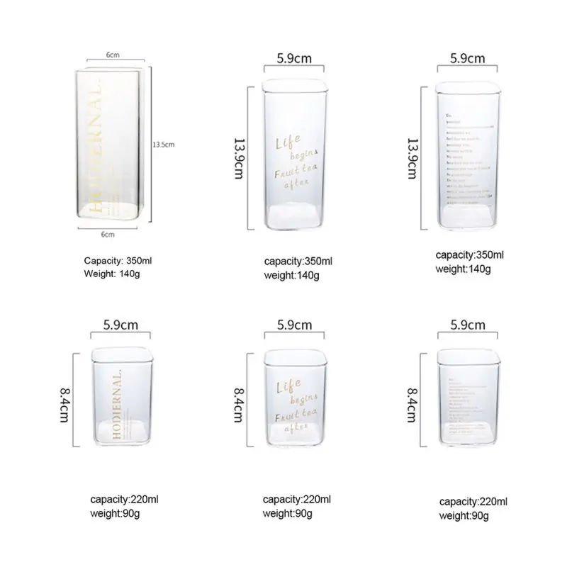 

Heat Resistant Square Glass Household High Borosilicate Water Cup Large Breakfast Juice Milk Cup Coffee Cup