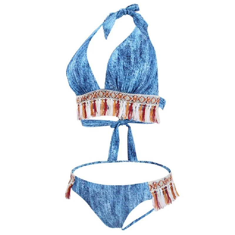 

Bikinis Set Swimwear Women Swimsuits Bathing Suit Women Halter Leaf Beach Wear Bikini Waist 2020 New