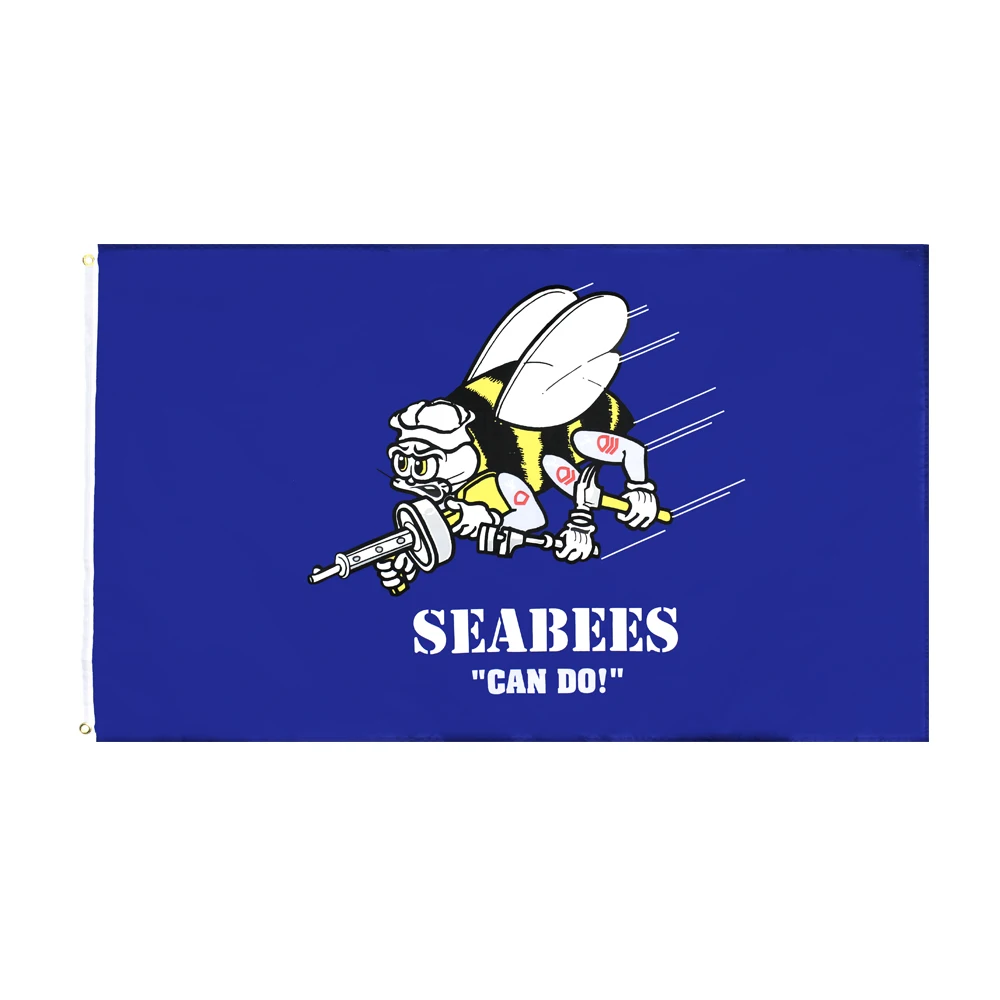 Подвесной флаг Yehoy 90*150 см морские пчелы Seabees синий морской флот|Флаги баннеры и