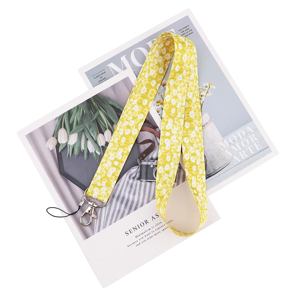 20pcslot bh1433 blinghero flower sunflower daisy rose lanyard keychain lanyard for key badges phone neck strap accessory free global shipping