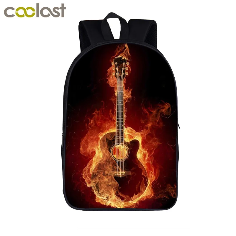 Рюкзак Rock Guitar rose для подростков, мальчиков и девочек, школьные сумки, панк, Череп, тяжелый металл, рюкзаки для женщин и мужчин, рюкзак для ноутбука, сумка для книг - Цвет: 16music27
