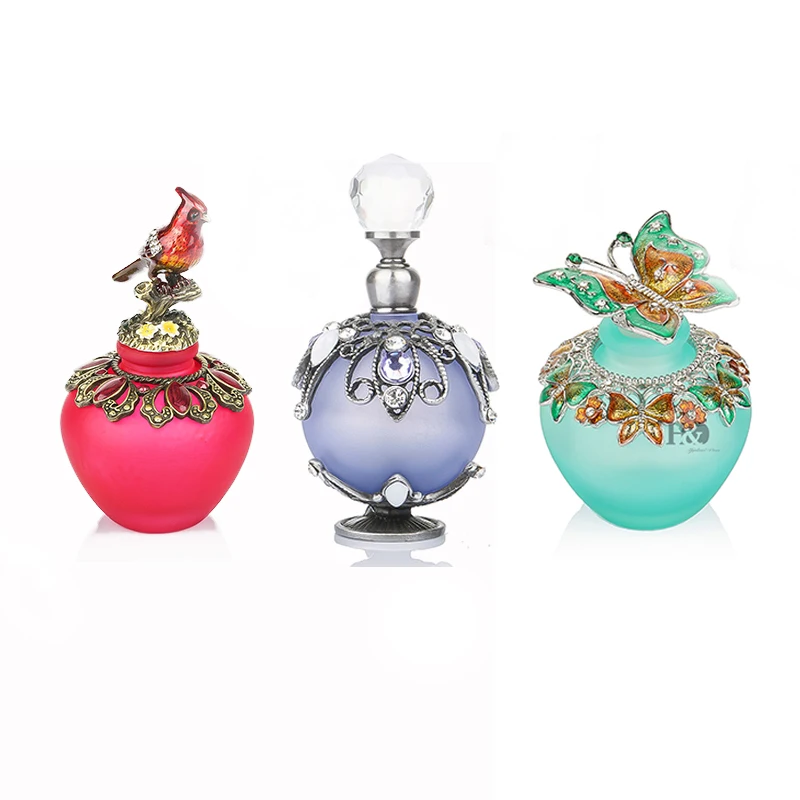 

H&D 3 Styles Perfume Bottle Retro Metal Empty Ball Round Beautiful Adornment Crafts Travel Gift Makeup For Birthday Gifts
