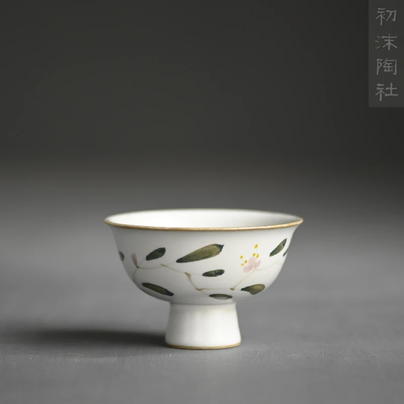 

★at the beginning of the jingdezhen ceramic cups footed cup scrub high coarse pottery sample tea cup bottom master cup