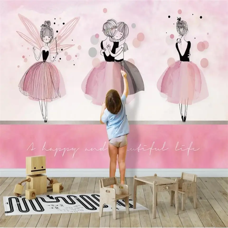 

custom 3d photo wallpaper living room bed room kids room mural Pink Ballet Girl 3d picture sofa backdrop wallpaper for wall 3d