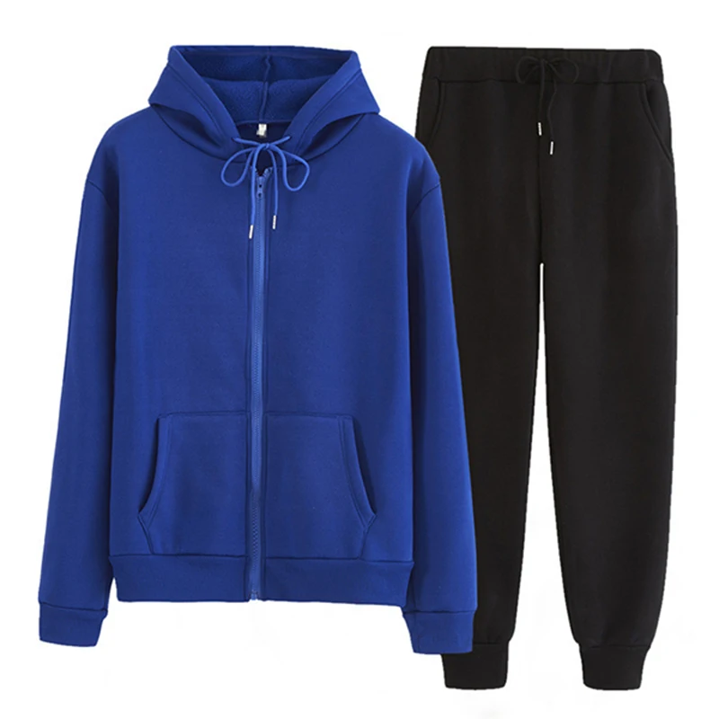 

Womens Hoodies Fleece Cotton Suits Two Pieces Sets 2020 Couple Casual Sweatshirts+Pants Unisex Plus Size Jogging Femme Tracksuit