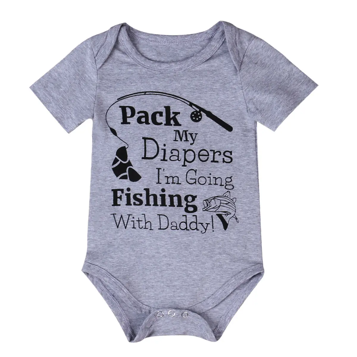 Детский комбинезон с коротким рукавом надписью I'm To Fish with Daddy |