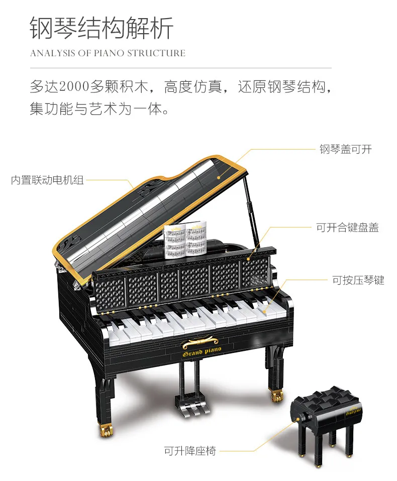 MOC Technic серия Grand Piano Motor Keizer модель совместима с 16561 образования строительные блоки кирпичи игрушки Рождественский подарок