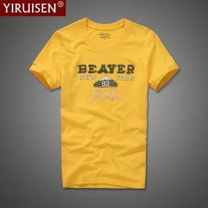 Футболка YiRuiSen мужская с коротким рукавом, брендовая модная тенниска из 2021 хлопка с круглым вырезом, повседневная майка с нашивками, лето 100%