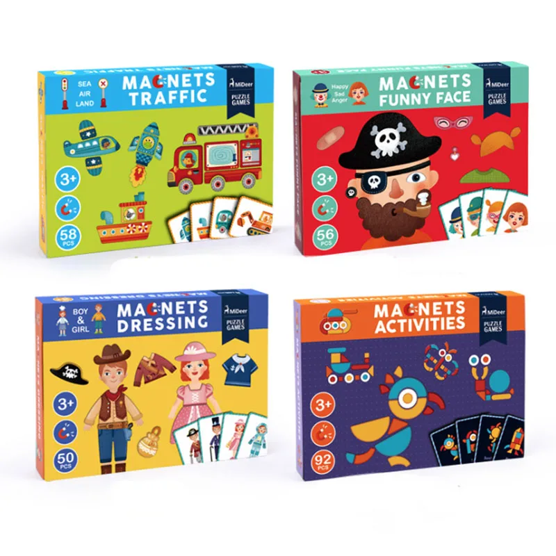 Mideer деревянный магнитный трафик Геометрическая активность одевание пазлы набор