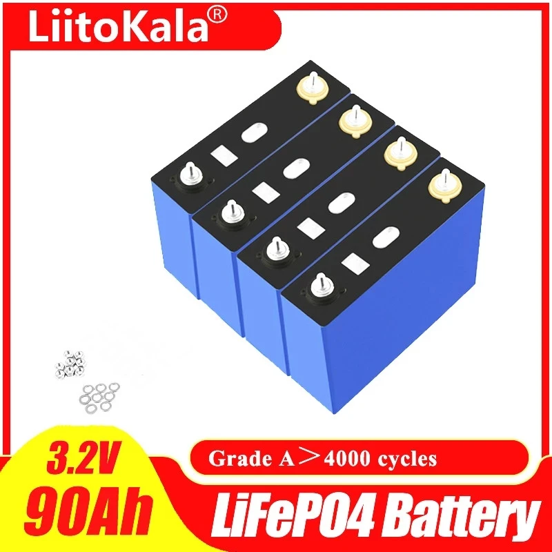 LiitoKala 3.2V 90Ah LiFePO4 Battery Can Form 12V 24V Battery Lithium-iron Phospha 90000mAh Can Make Boat Batteries,Car Batteriy