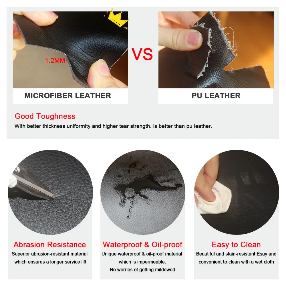 

2pcs Microfiber Leather Interior Car Door Handle Armrest Panel Covers Protective Trim For Ford Focus 2014 2015 2016 2017 2018