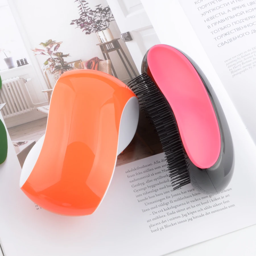 S форма модные мягкие зубы распутывающая Расческа Щетка для волос 4 вида цветов