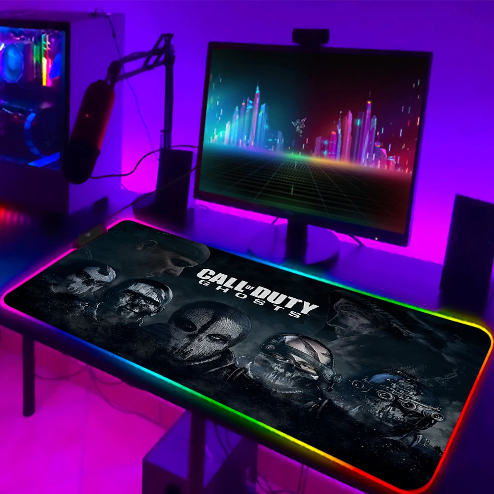 rgb led light call of duty warzone mouse pad gaming accessories xl gamer desk mat laptop keyboard table with backlit mousepad free global shipping