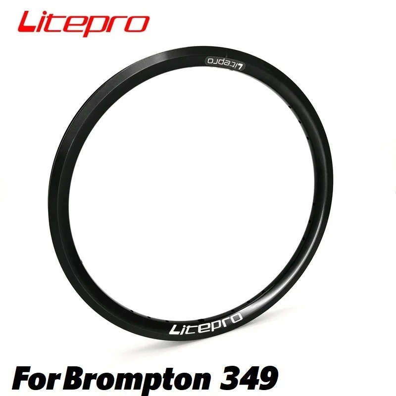 Litepro 349 Для обода Brompton 16x1-3/8 глянцевый черный алюминиевый сплав двойной обод 16-21