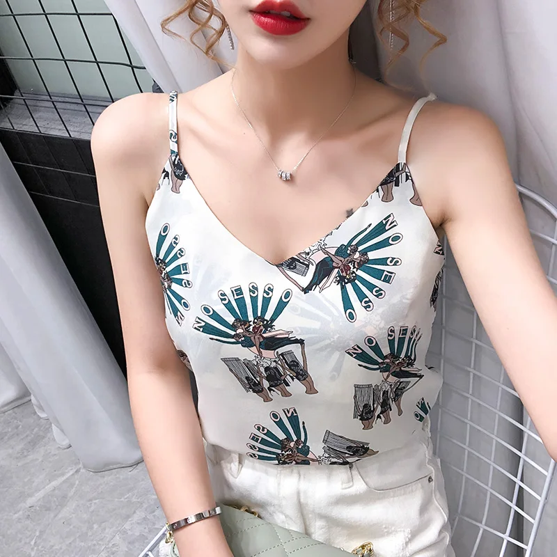 

Топ женский атласный шифоновый на бретелях-спагетти, без рукавов