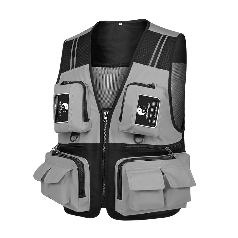 

Fishing Vest Detachable Multiple Pockets Breathable Grid Mesh Comfortable Wear-Resisting with Reflective Stripe FF63