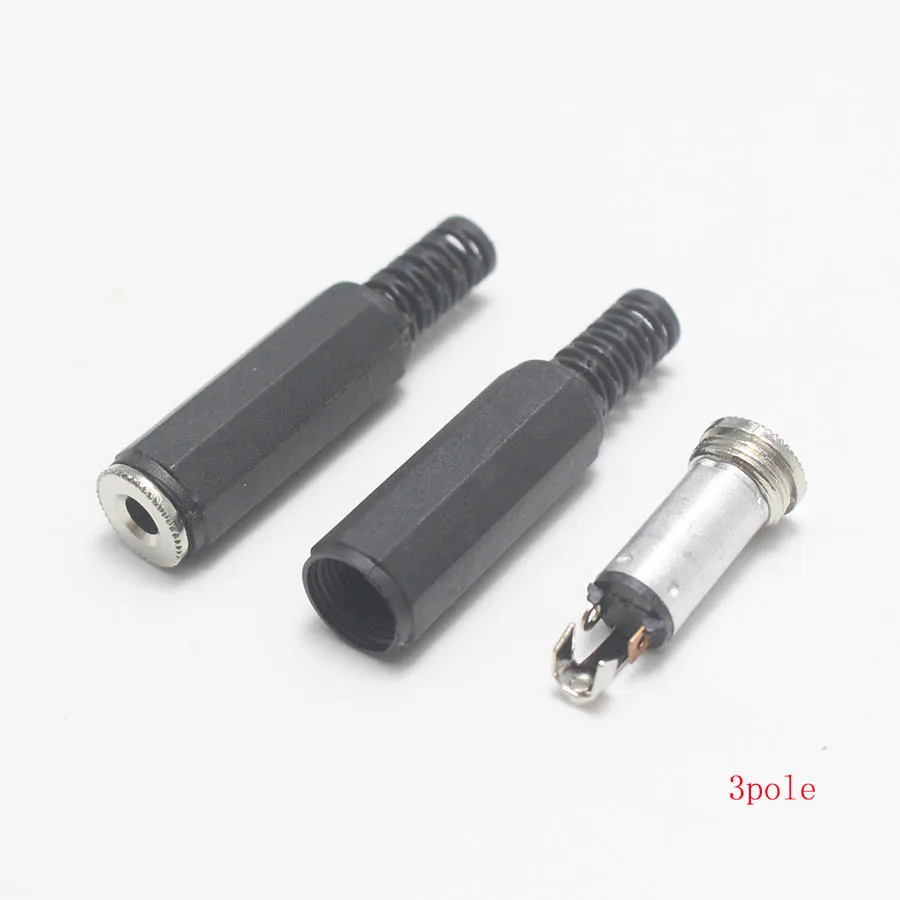 

5 шт., 3,5 мм, 2/3/4-полюсный разъем для наушников, мужской и женский аудиоразъем 3,5 мм с черным пластиком/металлическим корпусом