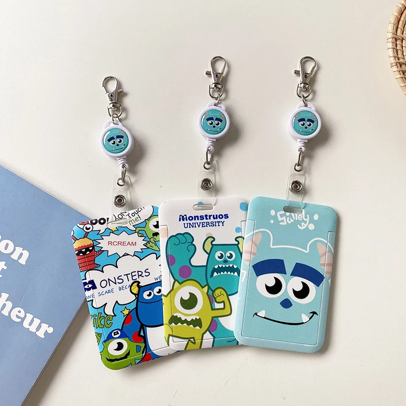 

Kawaii Monster Retractable Badge Card Holder Nurse Doctor Exhibition Pull Key ID Name Card Protective Cover Holder Keychain
