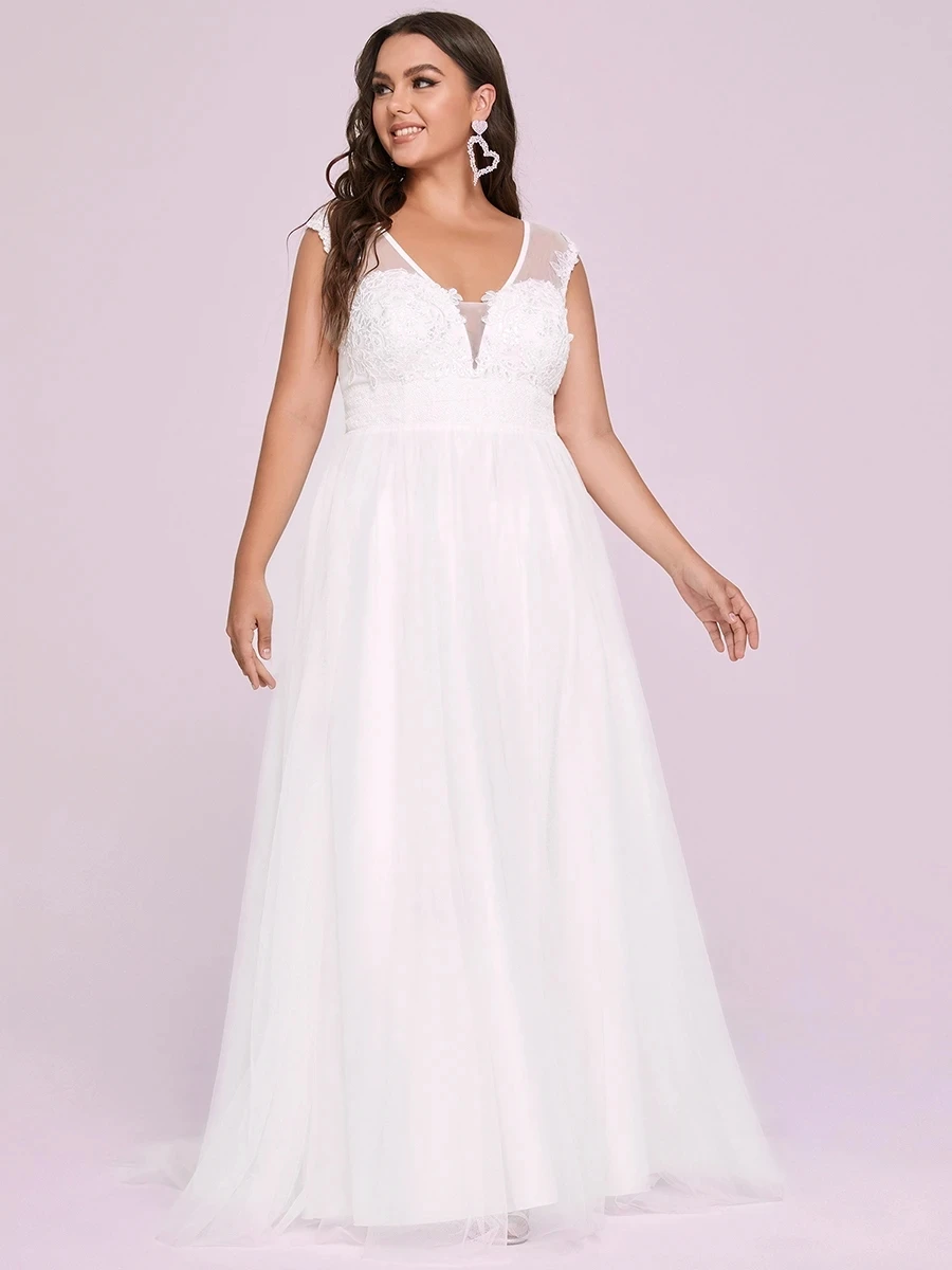 

Платье подружки невесты Ever Pretty, классическое кружевное платье до пола без рукавов, с глубоким V-образным вырезом, для торжества, 2021