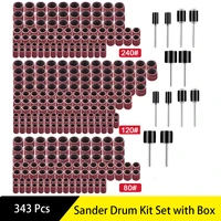 343 pcs sander drum kit set with box sanding sleeves80120240 with drum manrels for dremel rotary tool
