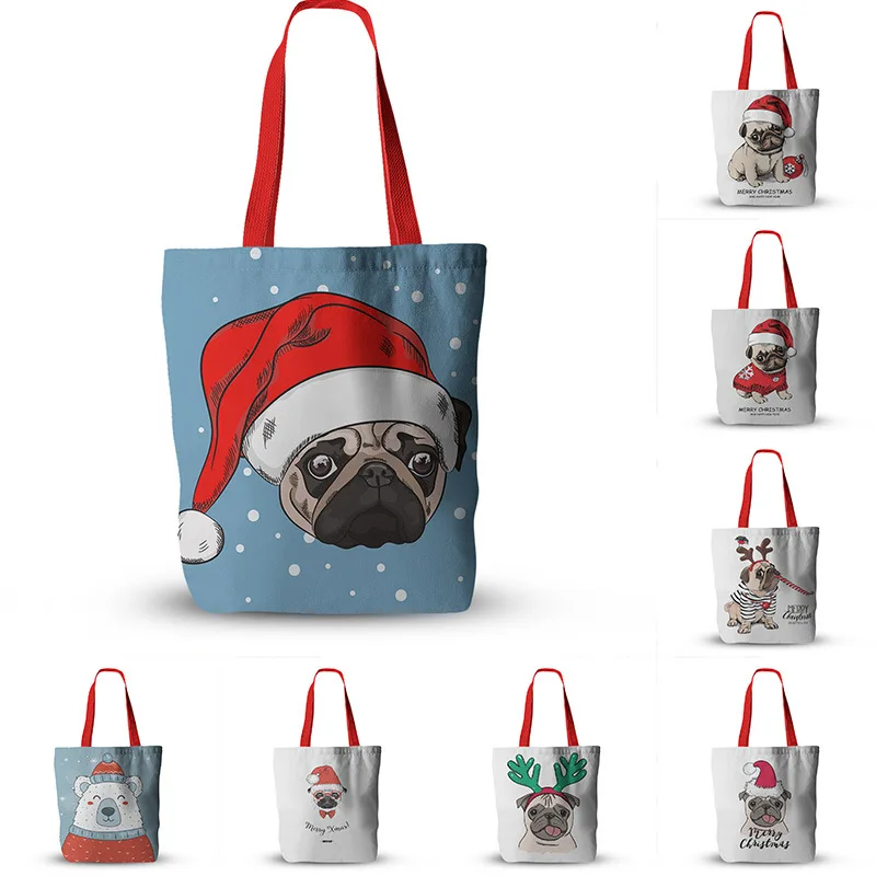 

Be Your Pug Fun Illustration Print Tote Bag For Women Casual Tote Ladies Shoulder Bag Foldable Shopping Bag Outdoor Beach Bags