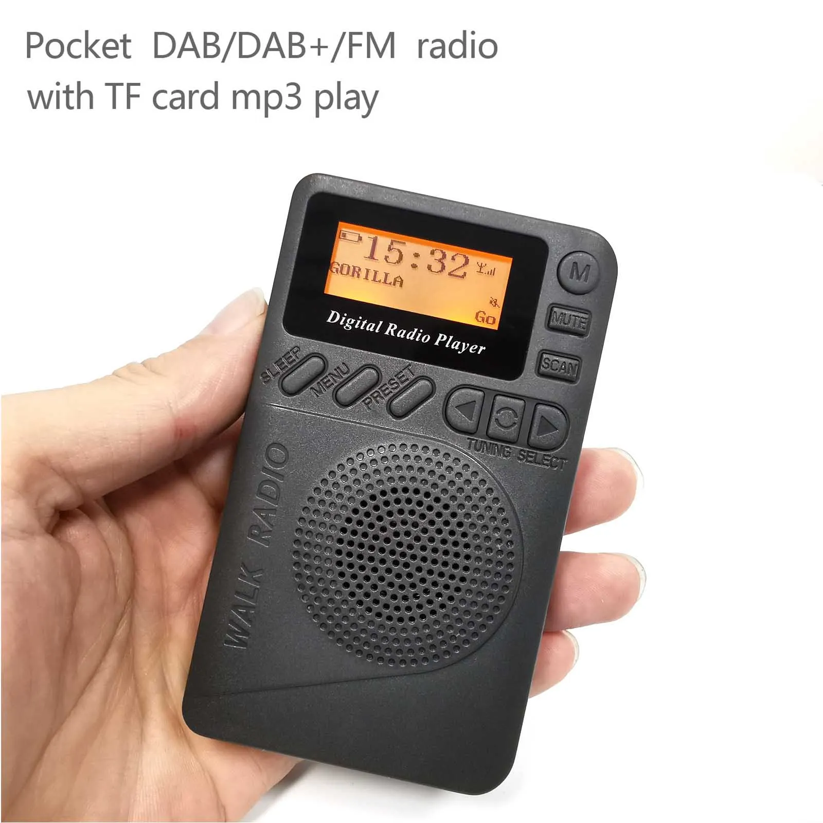 DAB/DAB+ Digital Radio Player DAB receiving FM Reception MP3 Player Pocket Mini Stereo Receiver LCD Display Good Sound Speaker